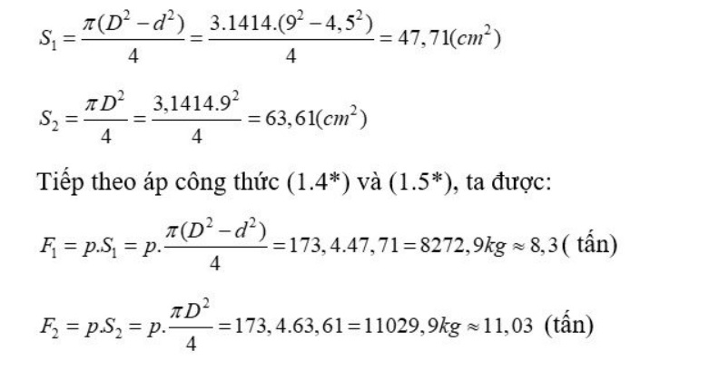 Các công thức tính toán quan trọng trong máy nén thủy lực