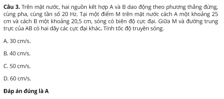 áp dụng công thức giao thoa sóng