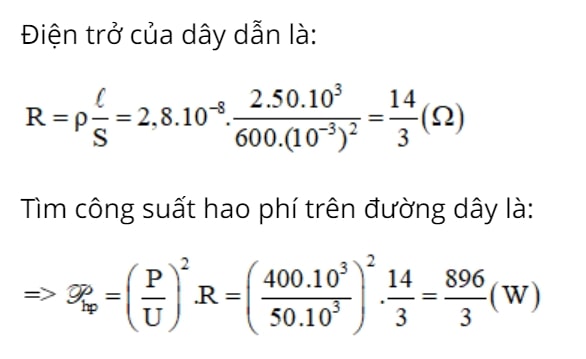 bài tập công thức công suất hao phí