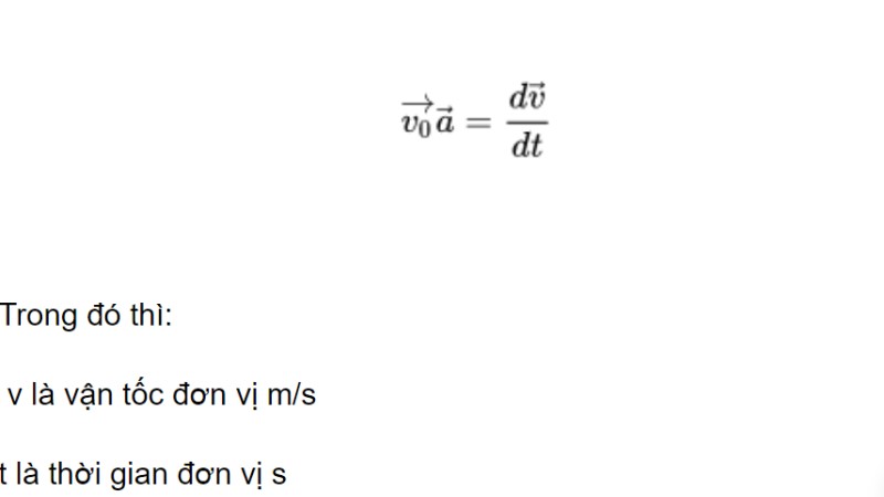 công thức gia tốc tức thời