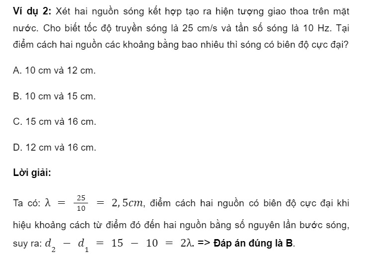 công thức giao thoa sóng bài tập trắc nghiệm