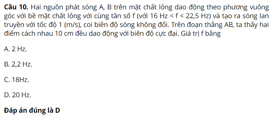 công thức giao thoa sóng bài tập