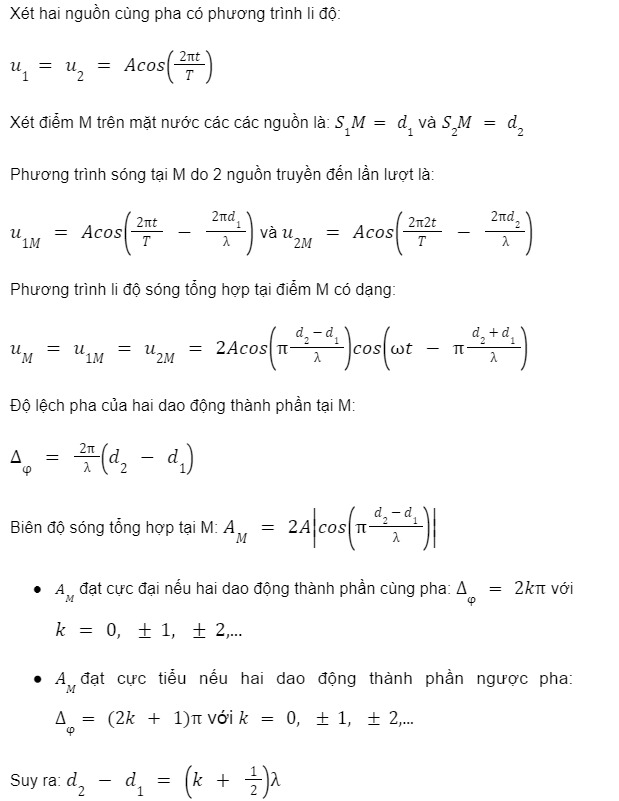 công thức giao thoa sóng nâng cao