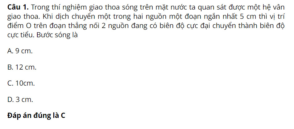 công thức giao thoa sóng ví dụ cơ bản