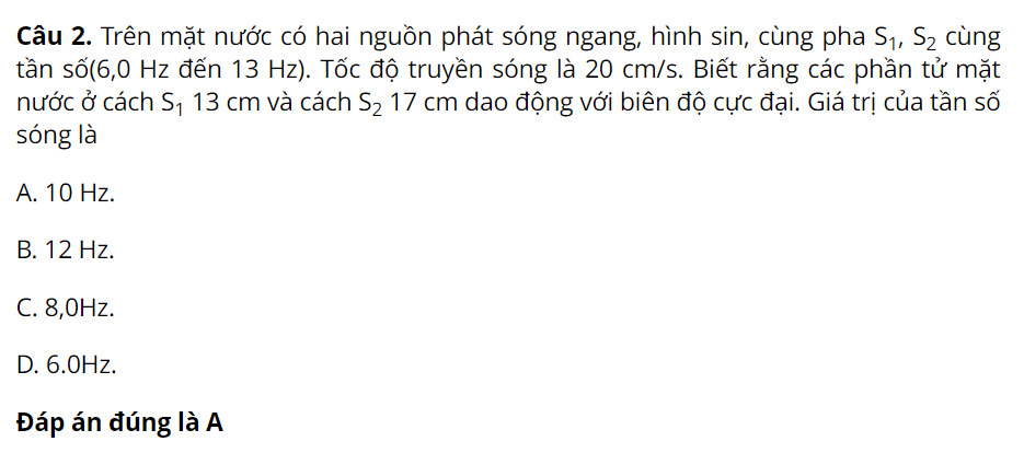 công thức giao thoa sóng bài tập cơ bản