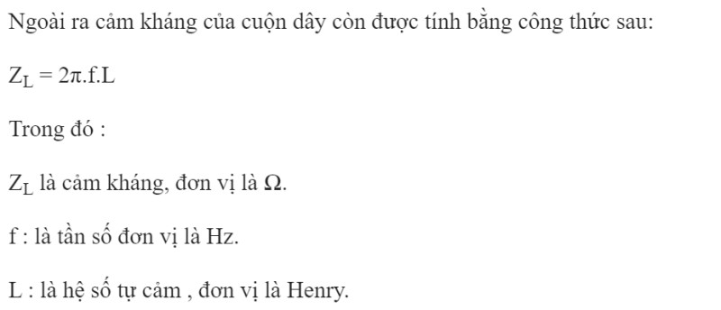 công thức tính cảm kháng số 2