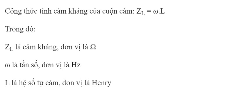 công thức tính cảm kháng