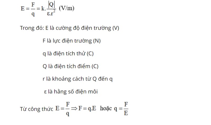 công thức tính cường độ điện trường