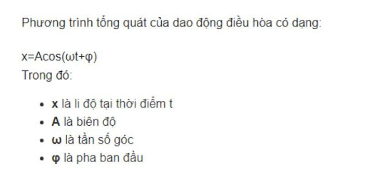 công thức tính dao động điều hòa