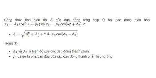 công thức tính dao động tổng hợp