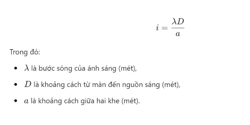 công thức khoảng vân giao thoa