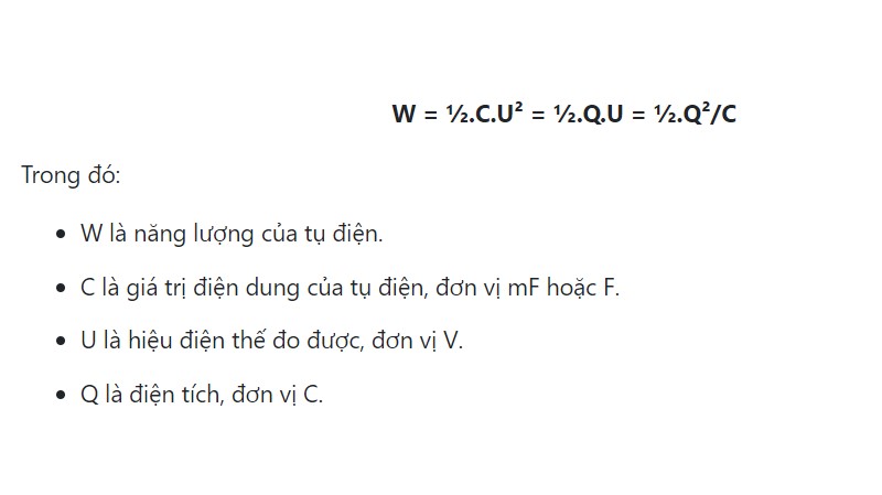 công thức tính năng lượng dòng điện