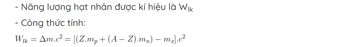 công thức tính năng lượng liên kết hạt nhân