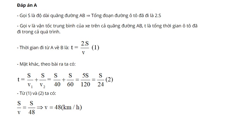 công thức tính vận tốc khi biết quãng đường