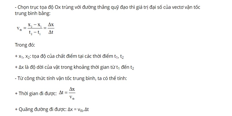 công thức tính vận tốc trung bình vecto