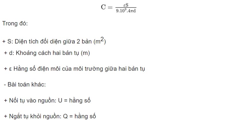 công thức tụ điện phẳng