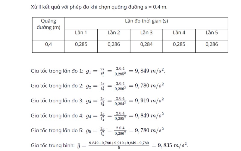 đo giá trị g thời gian 0.4s