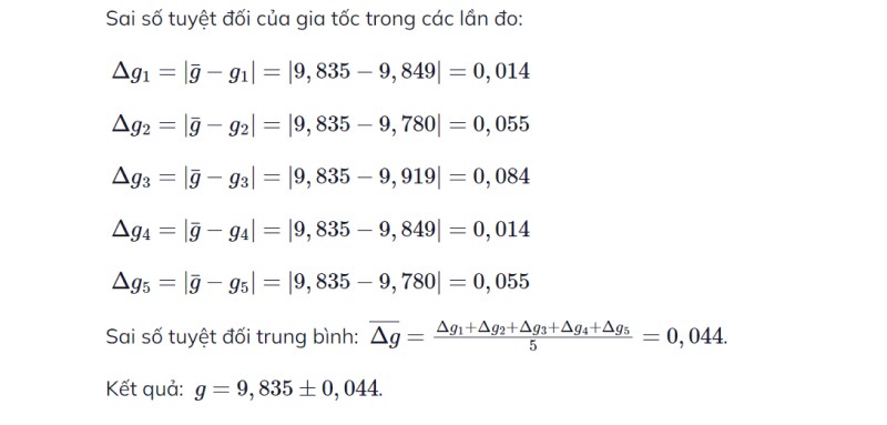 đo giá trị gia tốc trung bình