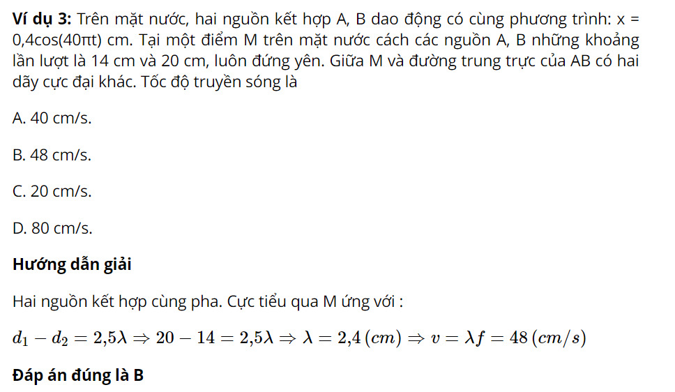 giải bài tập công thức giao thoa sóng