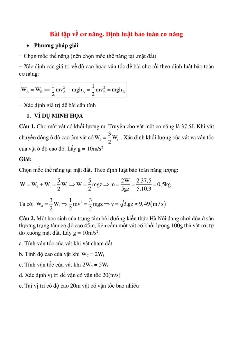bài tập về cơ năng