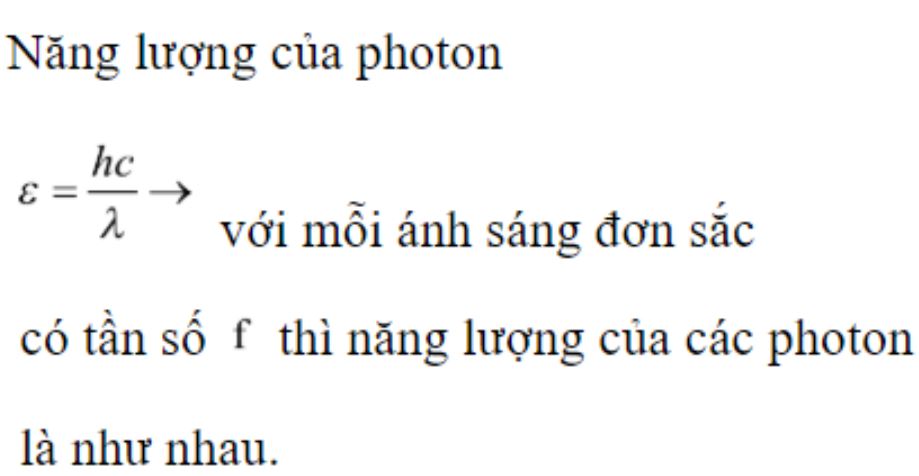 Các thành phần và đơn vị đo trong công thức năng lượng photon