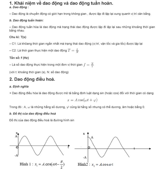 Công thức dao động cơ cơ bản trong vật lý