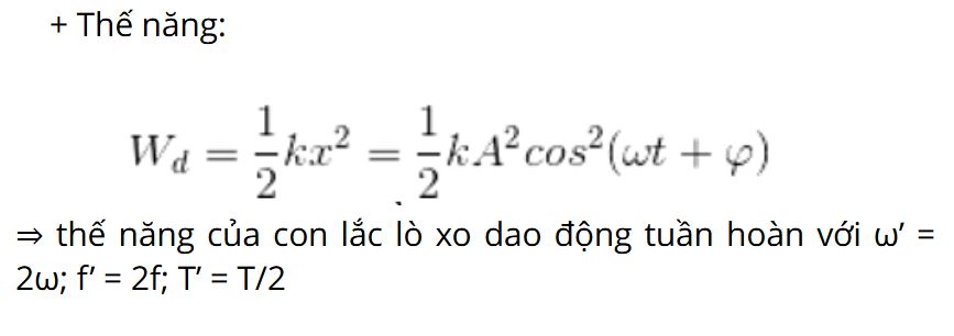 Công thức thế năng con lắc lò xo