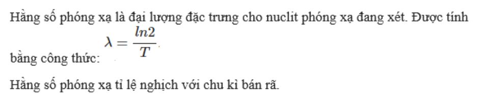 Công thức tính hằng số phóng xạ và ý nghĩa trong phản ứng hạt nhân