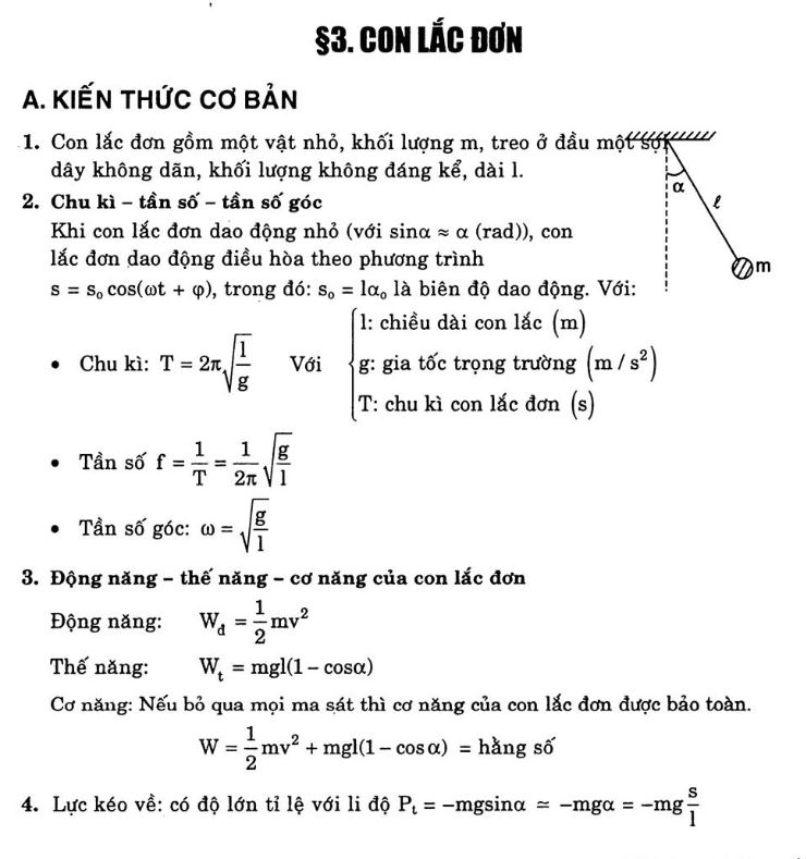 Hướng dẫn giải bài tập thế năng con lắc đơn