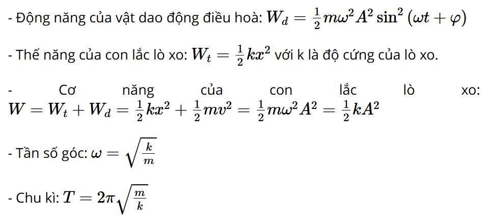 Phân tích công thức thế năng con lắc lò xo trong dao động điều hòa