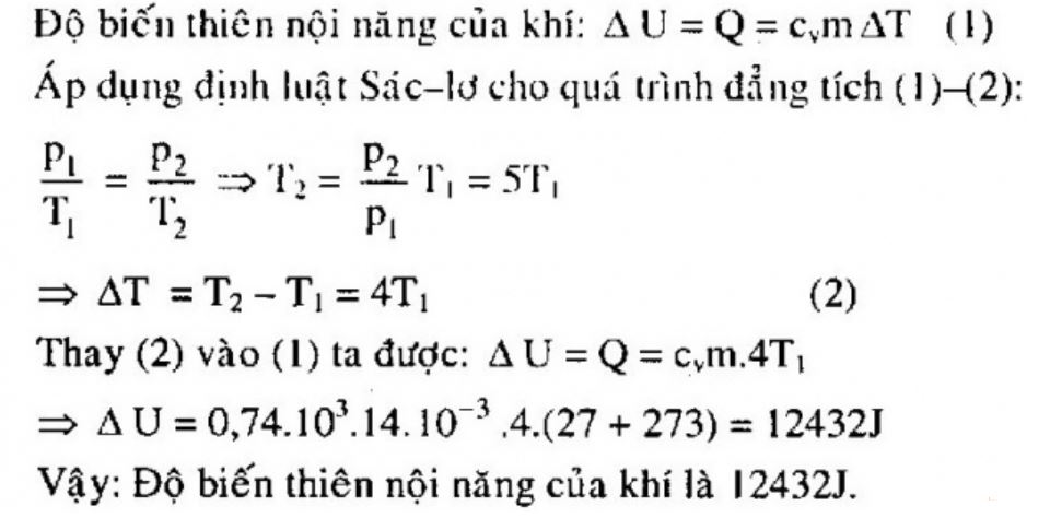 Phương pháp và bài tập áp dụng công thức độ biến thiên nội năng